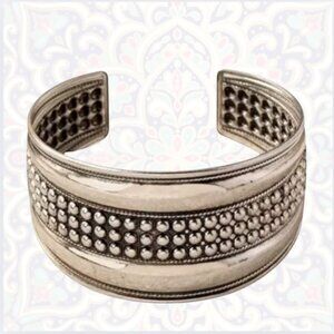 Bohemian gypsy-style cuff silver bracelet